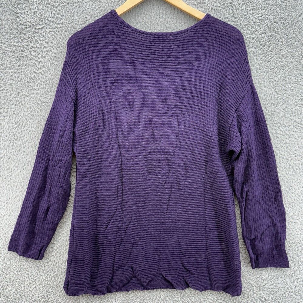 Chico's Open Knit Purple Sweater Textured Crochet Long Sleeve Womens 2 Large - Picture 7 of 7
